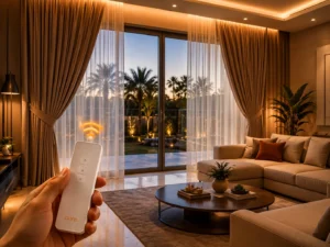 التحكم بالإضاءة والتكييف والستائر